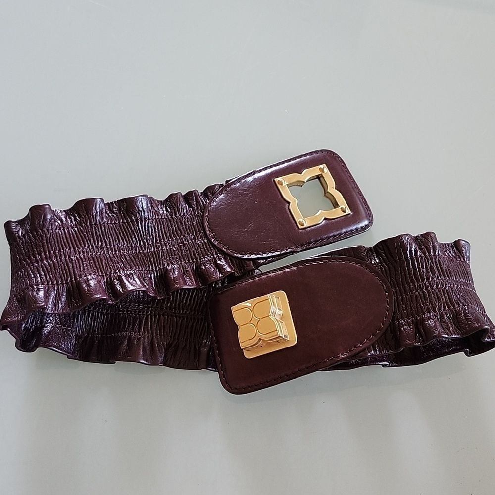 BCBGMAXAZRIA Leather Boho Eclectic Statement Dopamine Belt Size XS - Picture 4 of 8